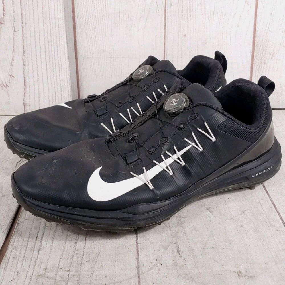 Nike Lunarlon BOA Golf Shoes - MENS SIZE 11.5 - Black White 888552-002 - USED